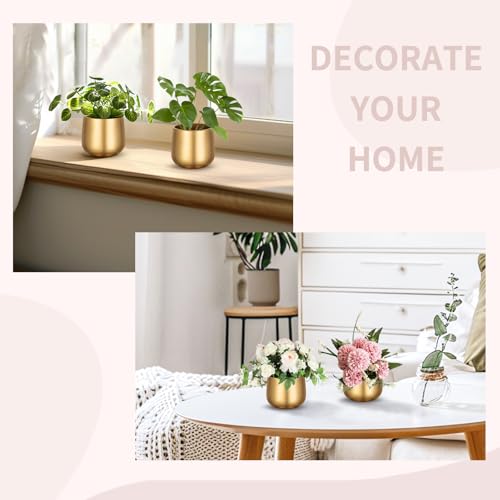 NUPTIO Small Gold Vases for Centerpieces: 6 Pcs 3.94 inch Flower Trumpet Vase Vintage Compote Vase Metal Urn Planter Plant Pots Flowers Bowls Pedestal for Wedding Party Table Centerpiece Decorations - color: Style 1#, size: 3.9in Tall-6pcs