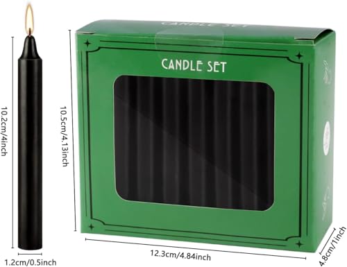 YOROXRG Set of 40 Black Candles – Spell Chime Candles for Halloween, Rituals, Prayer, Birthdays, Meditation, Altar - 4 Inch Tall, Unscented - color: Black-4" 40
