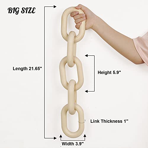 HMASYO Wood Chain Link Decor, 5-Link Wooden Decorative Chain Home Decor Accents, Coffee Table Decor, Shelf Decor Aesthetic, Bookshelf Table Decorative Objects for Living Room, Housewarming Gifts - color: Natural-5, size: 22"D x 3.9"W