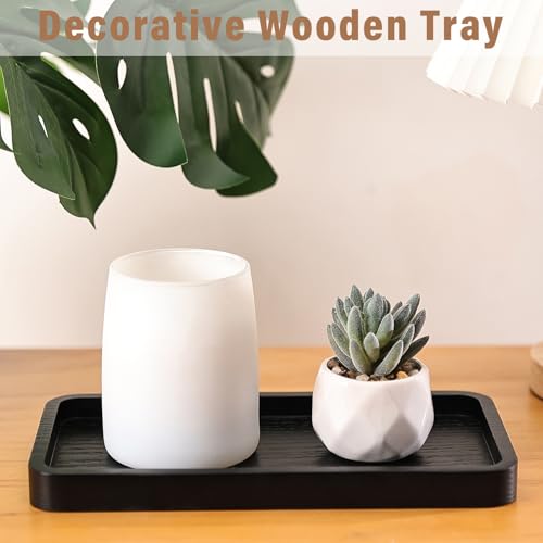 Wooden Bathroom Vanity Tray, 9.9" Small Bathroom Tray for Home Décor, Countertop Display, Jewelry Organizer, Candle Holder, Wooden Tray for Kitchen Counter，One-piece Red Oak Wood Cutting (9.9" x 5") - size: 9.8" x 5.1" x 0.8"