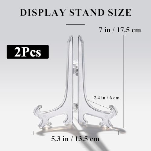 7 Inch Clear Acrylic Easel Stands 2pcs Plate Display Holders for Framed Photos Cookbook Recipes Table Numbers Office Desk Decor Small Foldable Stand - color: Clear, size: 7inch