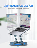 AOEVI Adjustable Laptop Stand with 360 Rotating Base, Computer Stand for Laptop Ergonimic Foldable Laptop Riser for Desk Compatible with MacBook Pro/Air Notebook up to 16 Inches, Navy - color: Navy Blue