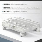 Adjustable Mobile Computer Tower Stand, Ventilated CPU Stand with Locking Caster Wheels, Fits Most Computer Towers, Under Desk Floor PC Cart, Universal PC Holder for Office, Students & Gamers (White) - color: White