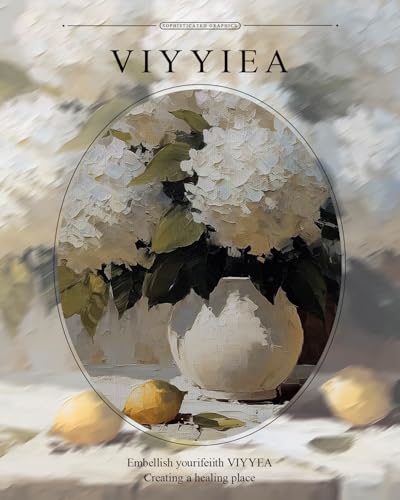 VIYYIEA Gold Framed Wall Art, White Hydrangea Canvas Print Home Decor Vintage Art Lemon Painting Picture Bathroom Wall Decor, Flowers Artwork for Living Room Bedroom Kitchen Office - 14L x 11W - color: Hydrangea, size: 14"L x 11"W