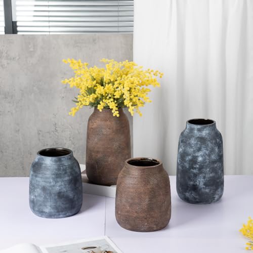 Briful Ceramic Flowers Vase Home Decor, Kitchen Dining Farmhouse Table Vases, Rustic Vintage Living Room Bathroom Bedroom Decorations for Office Coffee Desk Fireplace Shelf Mantel (9.6” Tall) - color: Lightslategray, size: 9.6 Inch