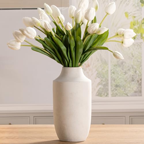 Mitt&Ditt Ceramic Flower Vase, 12.5 inch Tall Off-White Vase, Large Decorative Terracotta Vases, Farmhouse Rustic Pottery Vases for Home Decor, Living Room, Table - color: B-12.5"h-antique