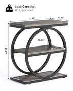 LITTLE TREE End Table, 3-Tier Side Table, Slim Sofa Side Table for Living Room, Tall Bedside Table Nightstand for Bedroom, Grey and Black - color: Grey
