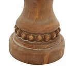 Deco 79 Wood Beaded Pillar Candle Holder, Set of 3 12", 9", 7"H, Brown - color: Brown, size: S/3 12", 9", 7"H