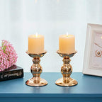 Nuptio Pillar Candle Holders, Wedding Centerpieces Metal Candle Holder Candles Stand Decoration Ideal for Weddings Special Events Parties Living Room (10 x S, Gold) - size: 10 x S