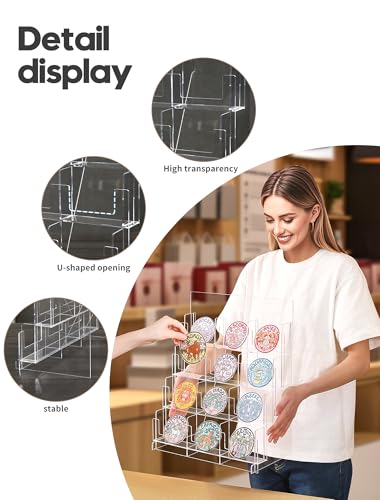 Acrylic Sticker Display Stand, Sticker Holder Display for Vendor Events, Card Rack Display Stand, Portable Display Rack - size: Three Rows