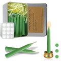 Mini Taper Candle Meditation Candles,20 Minute Prayer Green Candlestick Dripless Beeswax Candles with Brass Candle Holder for Yoga & Spiritual Ritual,30P-Gr - color: MCBEE30PC-GREEN