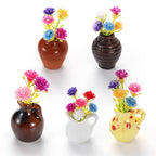 5 Pack Cute Ceramic Vase Fridge Magnets,Cute Fridge Magnets,3D Tiny Plant Vase Refrigerator Magnet for Decoration Kitchen Locker Office with Artificial Flowers - size: Style A-5pcs