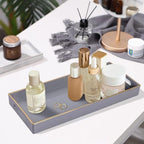 MAONAME Gray Bathroom Tray, Plastic Vanity Tray, Long Narrow Countertop Trays with Handles, Perfume Organizer Trays for Dresser, Bathroom Accessories, 13.8" x 6" x 1.57" - color: Gray