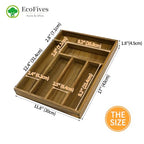 EcoFives Luxury Acacia Kitchen Drawer Organizer - Silverware Organizer - Utensil Holder and Cutlery Tray with Grooved Drawer Dividers for Flatware and Kitchen Utensils (6 Slot) - size: 6 Compartments