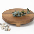 Kurrajong Farmhouse footed wooden tray | wood pedestal stand | 10" wide and 2" high round riser board | acacia wood pedestal board | plant holder