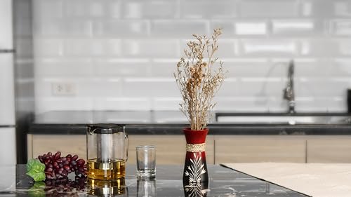 Aeravida Beautiful Etched Garden and Rope Red Mango Tree Wooden Bouquet Vase | Modern Farmhouse Home Décor | Kitchen Bedroom Living Room Home Decoration