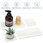 4 Pack Water Absorbing Stone Drying Tray for Bathroom Sink Trays Kitchen Counter Diatomite Stone Quick Dry Diatomaceous Earth Mat for Sink Kitchen Soap Trays Ceramic Marble Bathroom Vanity Tray - color: Marble Light Gray