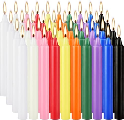 40 Pack Assorted Color Spell Chime Candles, 4 Inch Mini Taper Candles for Home Decor Kitchen Decor Wedding Decoration-10 Colours,Great for Casting Chimes, Rituals，Christmas Candles - color: 40 PC Multi-Colored