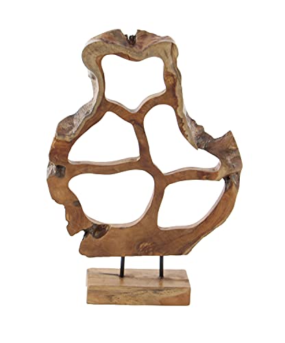 Deco 79 Teak Wood Abstract Handmade Decorative Sculpture Home Decor Statue, Accent Figurine 16" x 8" x 25", Brown - size: 16" x 8" x 25"