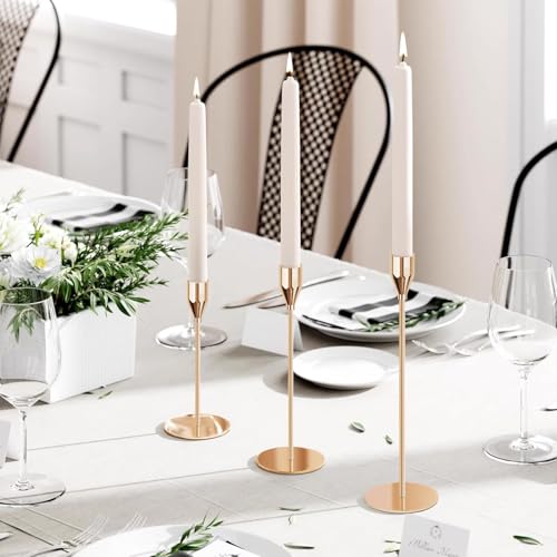 Gold Candle Holders for Taper Candles, FODIENS Set of 12 Metal Candlestick Holders, Decorative Tapered Candle Stick Holder for Wedding Dinning Anniversary Party Table Centerpiece (Gold) - color: Gold