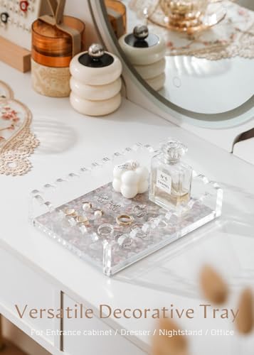 Acrylic Tray with Magnetic Pad - Customizable for Photos, Art, Decorative Tray for Dresser Nightstand Bedroom, Perfume Jewelry Trinket Catchall Tray Housewarming Gifts New Home - size: Rectangle:7.9*5.9*1.8inch