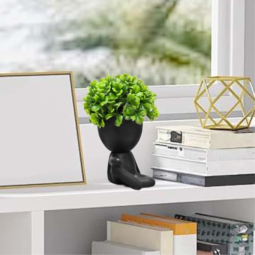 Zerzsy Fake Succulent, Mini Succulents Plants Desk Plant for Office Decor for Women, Cute Fake Plants Bathroom Decor- Set of 1 - color: Black-j