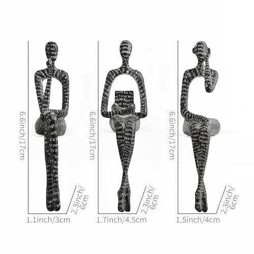 XINXUAN Letter - Black Statue Home Decor - Modern Bookshelf & Desk Decor - 3 Piece Set - color: Letter - Black