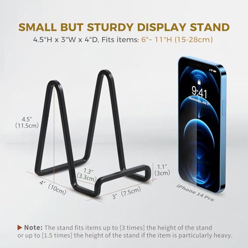 Plate Holder Easel Display Stand - 4.5 inch Metal Plate Stands for Display - Tabletop Picture Stand - Black Iron Easels for Display Pictures | Photo Frames | Book | Decorative Plates | Plaque - 1 Pack