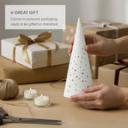 Kahler Nobili Tealight Candle Holder High, Snow White, 10" H, Designed by Bache & Bendix Becker, Gift Box Included