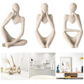 IcosaMro Thinker Statues Bookshelf Decor Abstract Sculpture Mid-Century Art Collection Figurines Modern Boho Home Decor Aesthetic Accents for Entryway Office Coffee Table Dresser TV Stand (Sandstone)