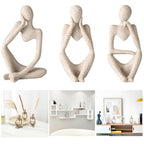 IcosaMro Thinker Statues Bookshelf Decor Abstract Sculpture Mid-Century Art Collection Figurines Modern Boho Home Decor Aesthetic Accents for Entryway Office Coffee Table Dresser TV Stand (Sandstone)
