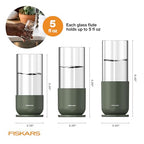 Fiskars Plant Propagation Set, Glass Vases with Metal Stands for Rooting Cuttings, Hydroponic System for Growing Plants in Water & Decorative Display for Indoor Garden Decor, 3 Pack, Clear