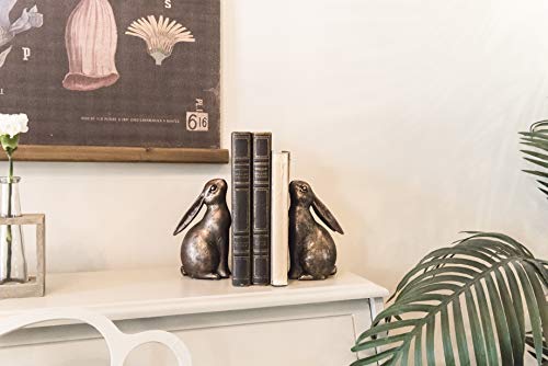 Creative Co-Op Decorative Resin Rabbit Bookends, Bronze, Set of 2 - color: Bronze Color