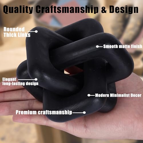 Wooden Knot Decoration Bohemian Decoration Hand-Carved Knot Black Coffee Table Decoration Suitable for Modern Home Bedroom Living Room Farmhouse Dining Table Minimalist Decoration (Black) - color: Black