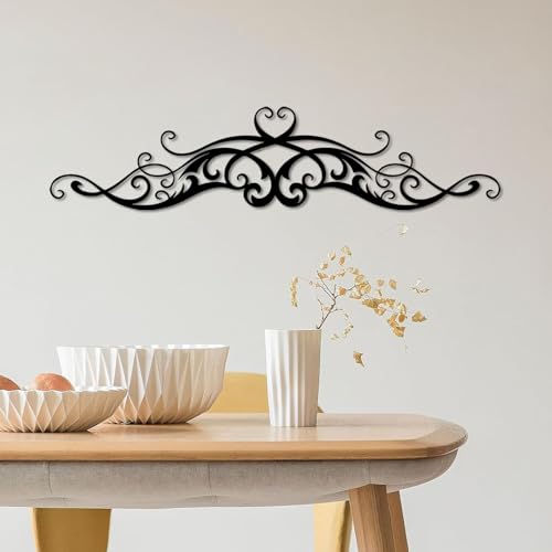 cape leadwort Black Metal Wall Art, Traditional Metal Scroll Wall Decor, Rustic Iron Wall Medallion, Accent Scroll Pair for Front Porch Above Door Hallway Entryway Living Room（Small） - color: Scroll