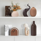 Neutral Ceramic Vase Set – 5 Matte Earth-Tone Vases for Japandi, Scandinavian, or Minimalist Home Decor, Table, Entryway, Shelf & Mantel Styling