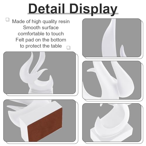 Modern Flame Statue Decor Flame Statue Resin Abstract Art Figurines Sculptures Centerpiece for Home Living Room Stand Coffee Table Office Decor (White-B) - color: Medium White-b