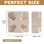 Decorative Square Marble Bookends for Heavy Books – Unique Book Ends for Shelves – Modern Aesthetic Book Holder/Stopper with Non-Slip Pads for Chic Home, Office, or Library Decor(Travertino Turkey) - style: Square-Beige