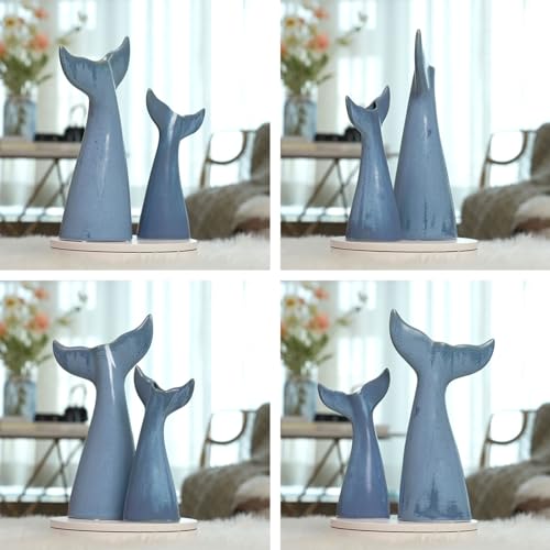 SEINHIJO Ceramic Flower Vase Modern Decor Sculpture Ocean Figurine Statue Table Centerpiece Art for Home Office Gift 11 Inch - size: Large