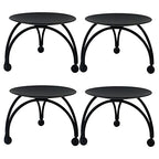 4 PCS 2.7in Iron Pillar Candle Plate, Candle Holders Round Shape, Handmade Decorative Candle Plate Pedestal, for Dinner, Wedding, Party, Spa (Black)
