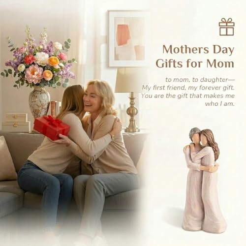 Storieme Sentimental Gifts for Mom from Daughter: Mother Daughter Hugging Resin Figurines Sculpture - Mom's Gift for Birthday Mother's Day Christmas Home Decor - style: Hugging