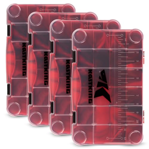 KastKing Tackle Boxes, Plastic Box, Plastic Storage Organizer Box with Removable Dividers - Fishing Tackle Storage - Box Organizer - 2 Packs /4 Packs Tackle Trays - Parts Box - color: Red Camouflage, size: 3700(4Pack)