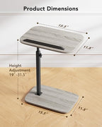 HUANUO Adjustable TV Tray, Height Adjustment TV Trays with 360° Swivel and 90° Tilt, Sturdy & Multi-Functional Sofa Table with Anti-Slip Bar, Space-Saving Side Table for Couch, Bedside, and Dining Use - color: Grey