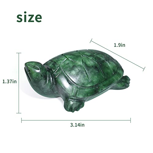 Jade Turtle Statue Natural Jade Gemstone Cute Animal Sculpture for Longevity and Luck 3 Inch - color: Green Jade Turtle-1