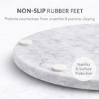 11-Inch Round Marble Cheese Board – Solid White Natural Stone Cutting Board & Charcuterie Serving Tray with Non-Slip Feet, 0.5” Thick, Easy to Clean. - color: White, size: 11"L x 11"W