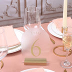 UNIQOOO 10 Pack 4" Gold Birch Wood Stands for Wedding Acrylic Sign, Wood Table Number Holders for 1/8 Thick Acrylic Sheets | Wedding Display Stand, Card Holder for Bar Menu, Retail Sign, Party - color: Gold Birch 10 Pack
