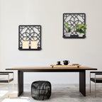 OYEFLY Metal Wall Candle Holder,Black Farmhouse Rustic Wall Art Decor (Style 1, Medium) - size: Medium