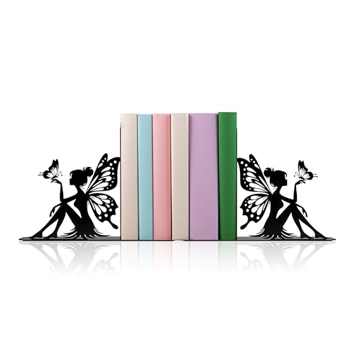 Cute Book Ends for Shelves Decorative – Enchanting Fairy & Butterfly Design – Unique Decorative Bookends for Home, Office, Library for Book Lovers