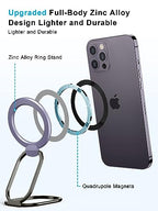 【2025 Upgraded】 Mag Safe Phone Ring Holder, SUPERONE Adjustable Magnetic Kickstand & Removable Phone Grip Compatible with Wireless Charging Only for iPhone 17 & 16 & 15 & 14 & 13 & 12 Series - Purple - color: Purple