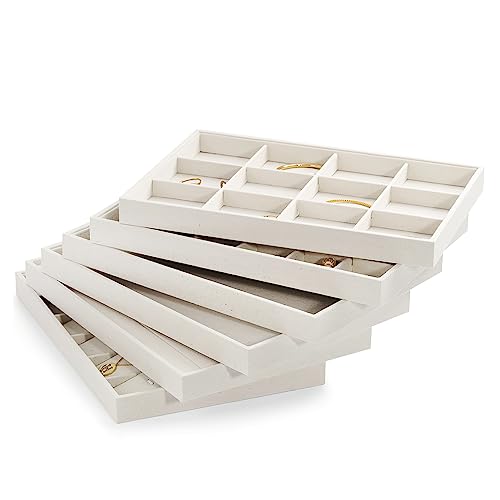 Oirlv Stackable 12 Girds Jewelry Trays Jewelry Storage Tray Showcase Display Organizer(13.8" X 1.4"X 9.4") - size: 12 Grids